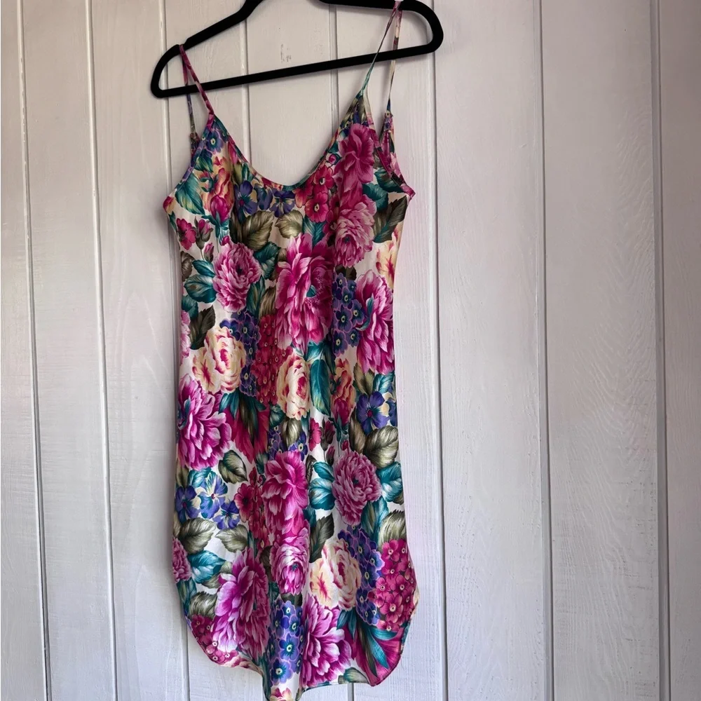 Vintage L.A. Intimates Floral Satin Slip Dress - Picture 5 of 6